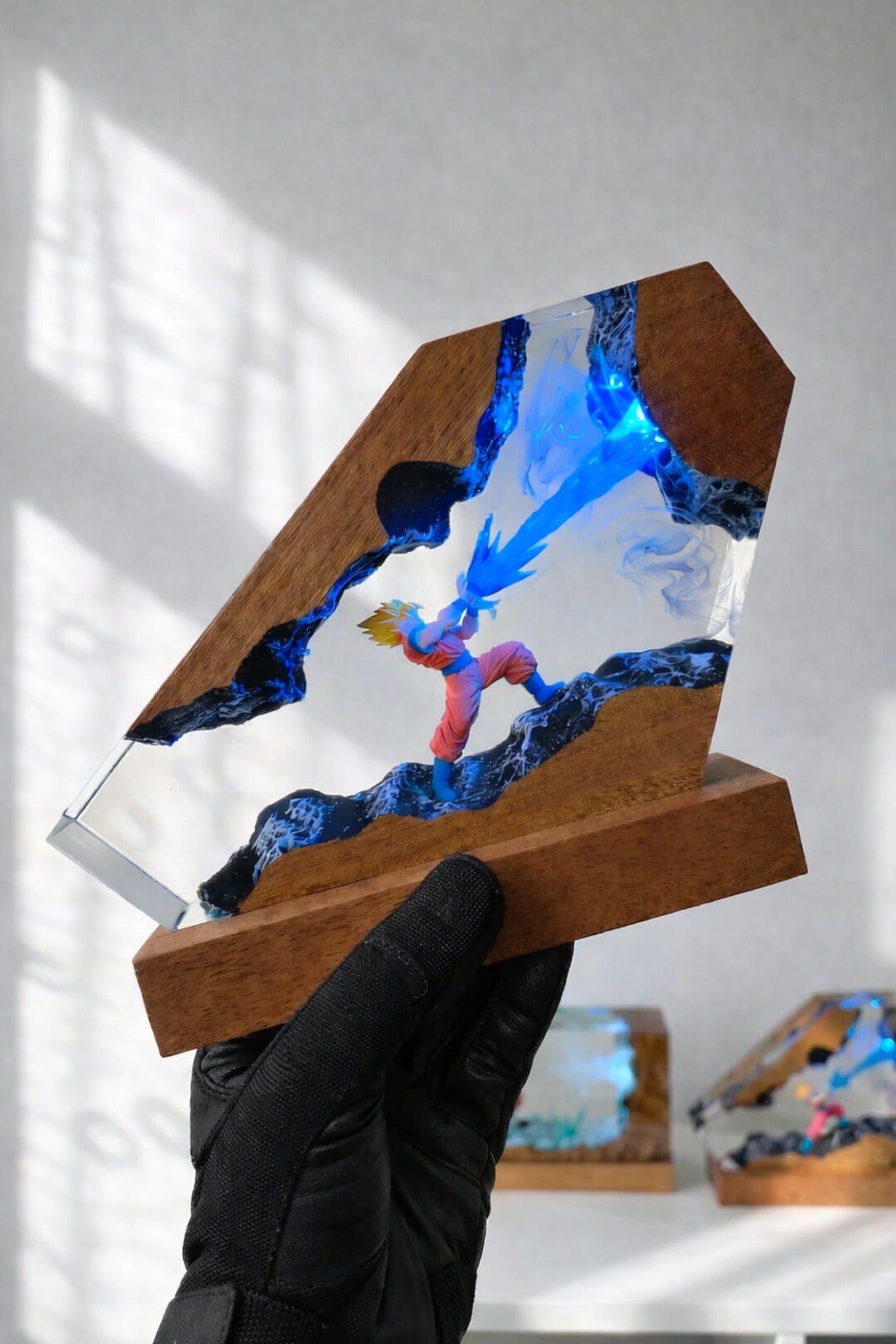 Anime resin lamp in daylight