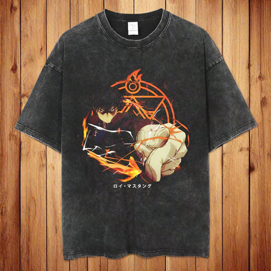 Anime Flame Alchemist-Inspired Oversized T-Shirt